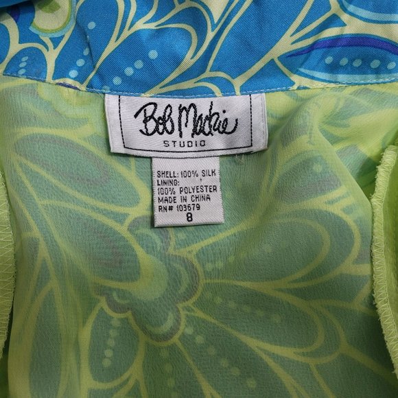 Bob Mackie Vibrant Blue and Yellow Floral Dress - Picture 6 of 6